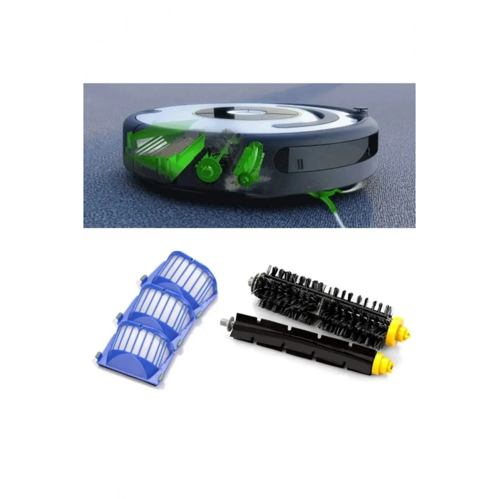 Lin Grup I-Robot Roomba Roomba 600  675 677 692 671 694 693 691 614 615 635 676 Uyumlu Yedek Fırça Seti