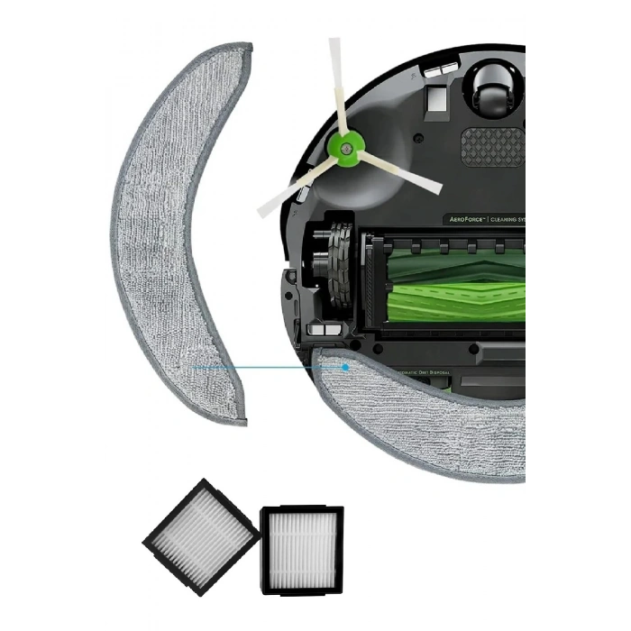 Lin Grup Irobot Roomba Combo J7+ Uyumlu Yedek Mop Paspas Hepa Filtre Fırça Toz Torbası