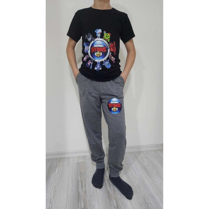 Lin Grup Brawl Stars Çocuk Alt Üst Takım Eşofman Tişört + Pamuklu