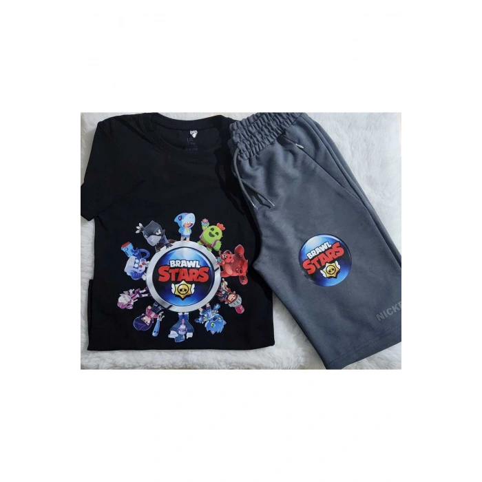 Lin Grup Brawl Stars Çocuk Alt Üst Takım Tişört Şort Pamuklu