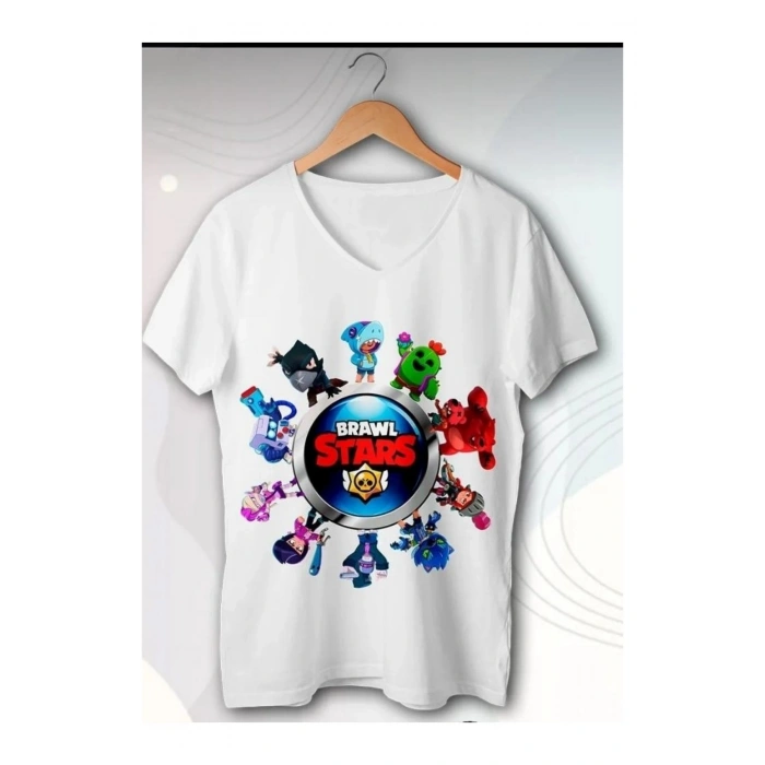 Lin Grup Brawl Stars Baskılı V Yaka Çocuk Tişört