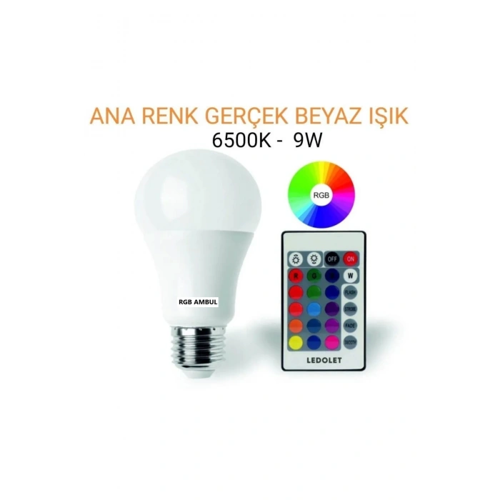 Lin Grup Uzaktan Kumandalı Renkli Ambul Lamba 9W Beyaz Işık