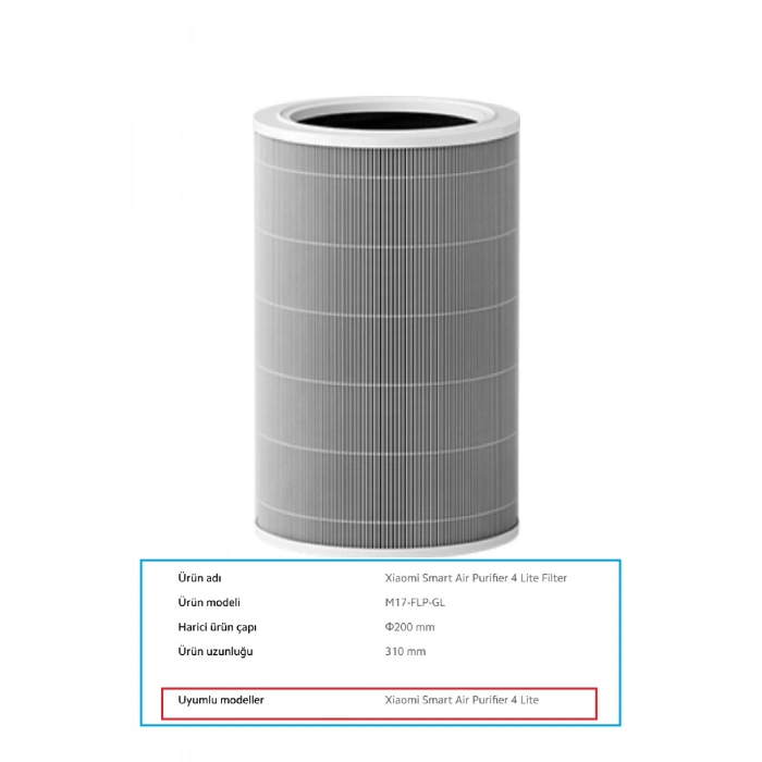 Xiaomi Smart Air Purifier 4 Lite Yedek Hepa Filtre Aktif Karbon
