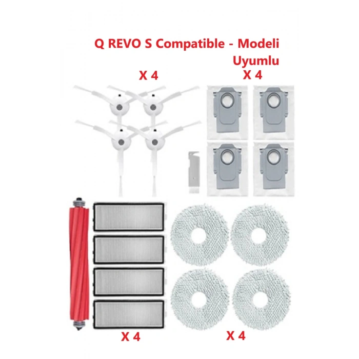 Lin Grup Roborock Q Revo S Modeli Uyumlu Yedek Parça Seti
