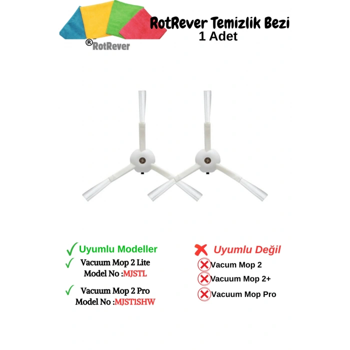 Vacuum Mop Lite-Vacuum Mop 2 Pro (MJST1SHW*Model No Dikkat)Yan Fırça,RotRever Bezi Seti-3 Parça