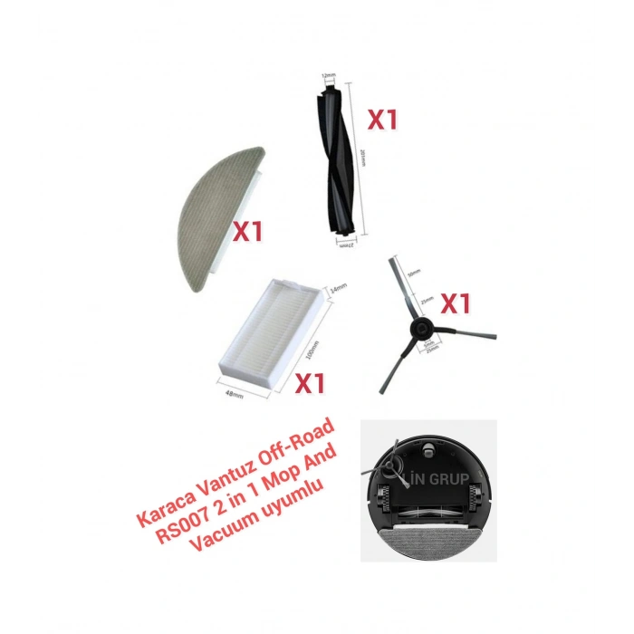 Karaca Vantuz Off-road Rs007 2 İn 1 Mop And Vacuum Uyumlu Yedek Parça Seti