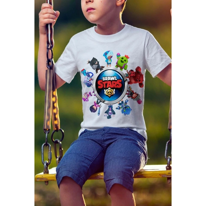 Kız-erkek Browl Stars Baskılı Tişört T-shirt