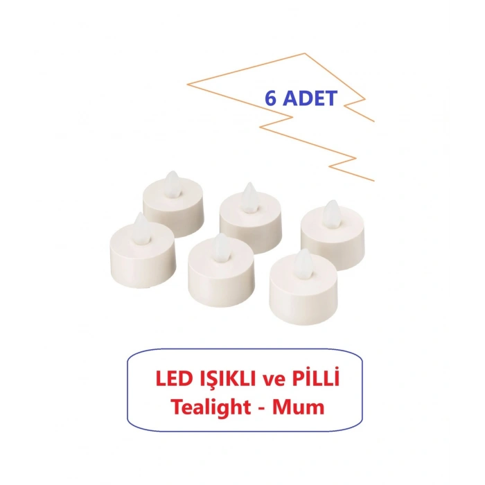 Led Mum Ledli Şamdan Mum Pilli Led Işıklı Mum Tea Light 6 Adet