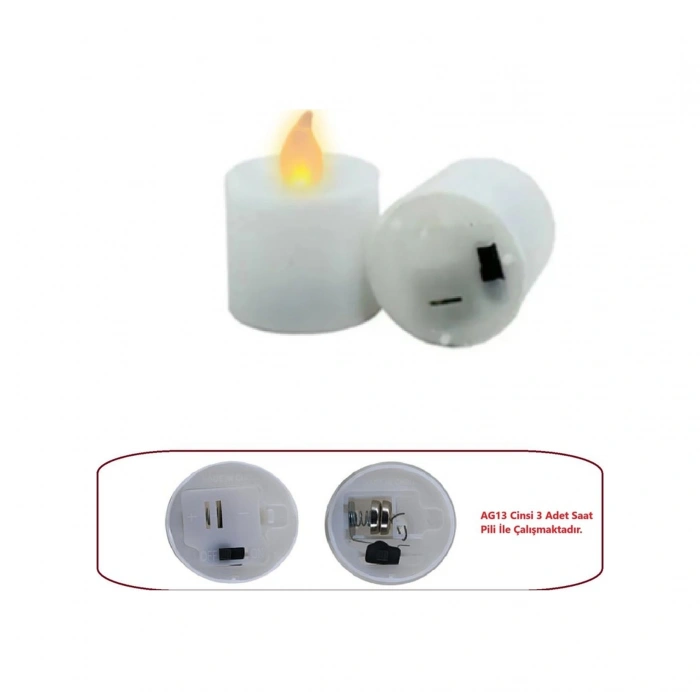 Led Mum Ledli Şamdan Mum Pilli Led Işıklı Mum Tea Light 6 Adet