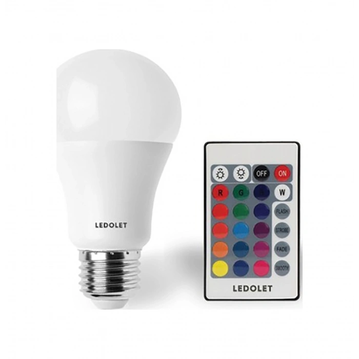 Ledolet Rgb Led Ampul 9 W E27 Duy Dımmerlı Uzaktan Kumandalı