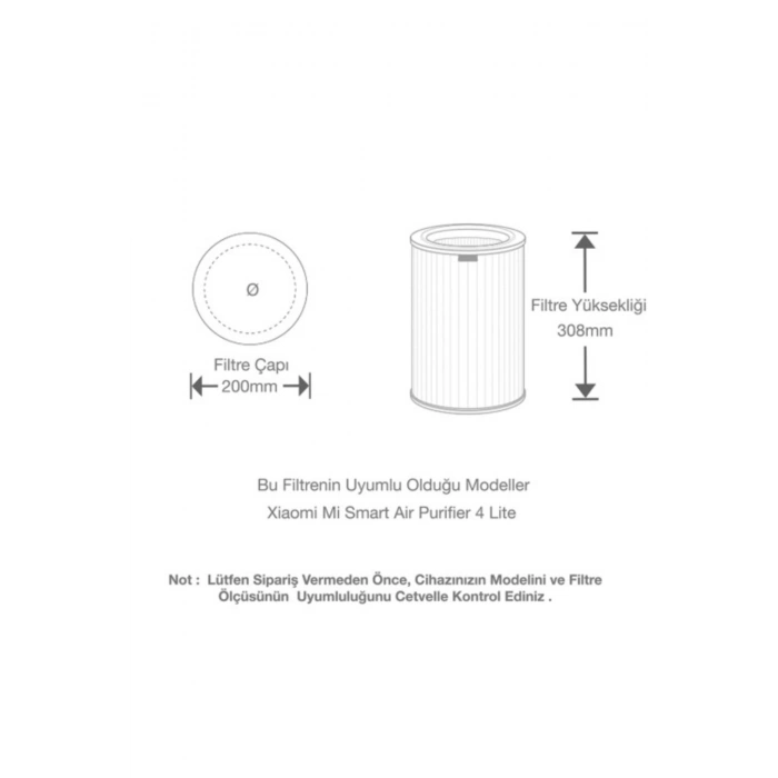 Purmed Xiaomi Smart Air Purifier 4 Lite Hepa Filtre Gri