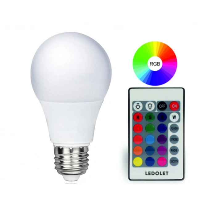 Rgb Led Ampül 220v 9w E27 Kumandalı Ledolet