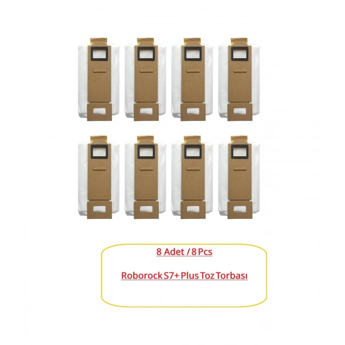 Roborock Uyumlu S7+ Plus Robot Süpürge Uyumlu Çöp Torbası Toz Torbası 8 Adet