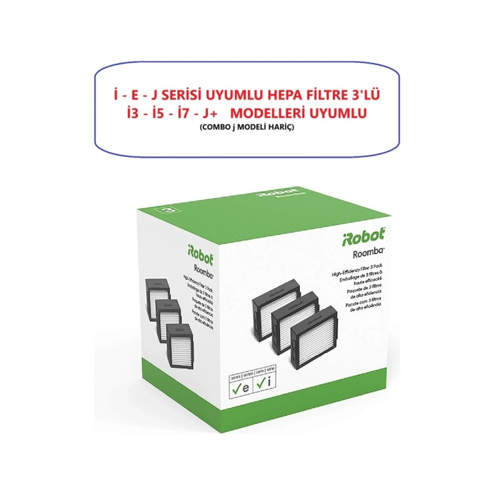 Roomba İ3 - E5 - İ7 - J7  Hepa Filtre 3 Adet