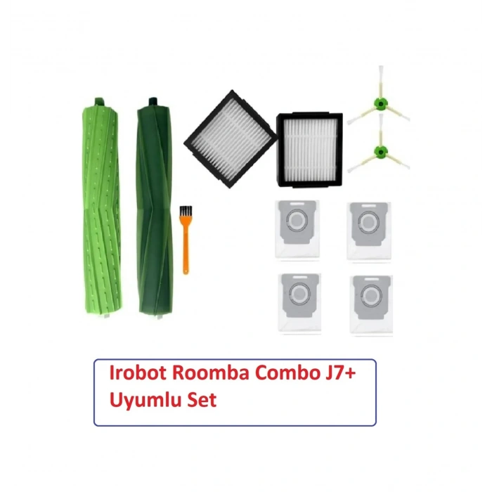 Roomba J7 Combo + Robot Süpürge Uyumlu Yedek Fırça Filtre Toz Torbası Seti