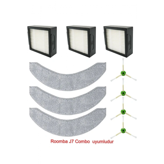 Roomba J7 combo uyumlu yedek filtre fırça seti