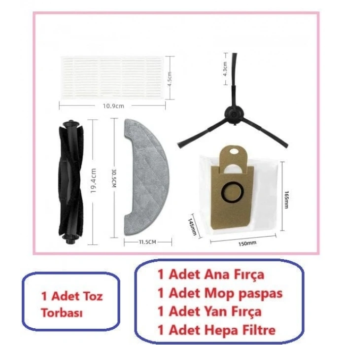 VIOMI S9 Yedek Parça Fırça Filtre  Paspas Toz Torbası