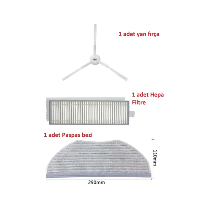 Vıomı V3 Max Uyumlu Hepa Filtre Mop Paspa Ve Yan Fırça