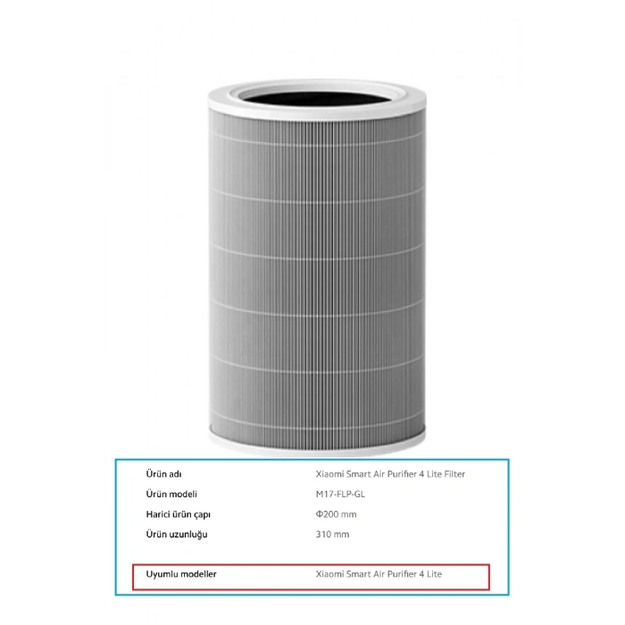 Xiaomi Smart Air Purifier 4 Lite Hepa Filtre Aktif Karbon