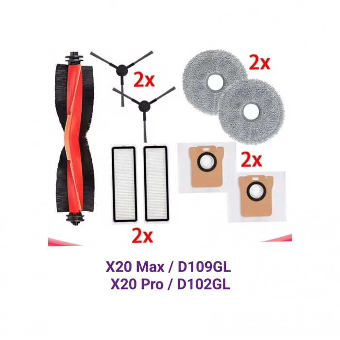 Xiaomi Uyumlu Robot Vacuum X20 Max / D109gl, X20 Pro / D102gl Uyumlu Fırça Süpürge Seti İ