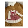 Lin Grup Kız Bebek Barbie Figürlü Ekose 2 Parça Elbise