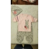 Kız Bebek Şapkalı Uzun Kollu Alt Üst Takım