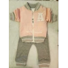 Kız Çocuk Pudra Pembe Sweatshirt Takım Fermuarlı 3 Parça
