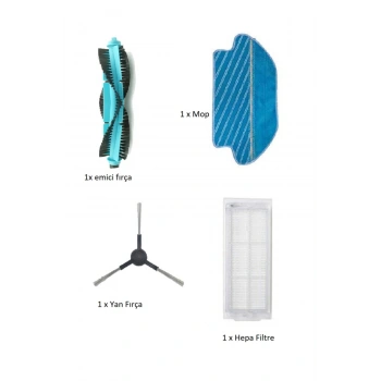 Mop Pro - Viomi V2, Viomi V3 Uyumlu Hepa Filtre, Mop, Fırça 4 Iü Set