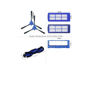 Robovac Robot Süpürge G10 G20 G30 Uyumlu Hepa Filtre Fırça Kapak Set