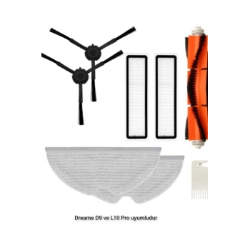 Dreame D9 Ve L10 Pro Uyumlu Fırça Mop Hepa Filtre Seti