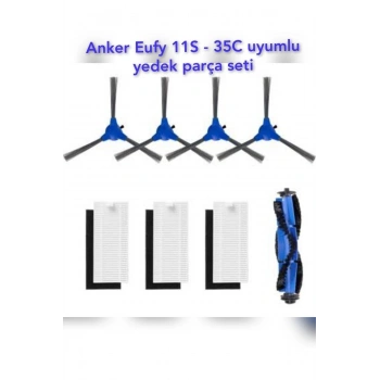 Eufy robovac 11s , 15t , 30c , 15c , 25c , 35c modeli uyumlu yedek hepa filtre fırça seti.
