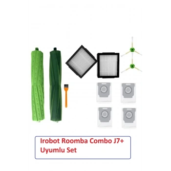 Roomba J7 combo + Robot Süpürge Uyumlu Yedek fırça filtre toz torbası seti
