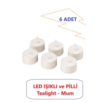 LED mum ledli şamdan mum pilli led ışıklı mum Tea Light 6 adet