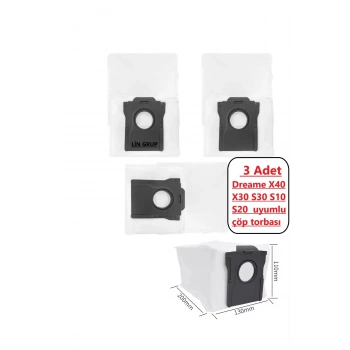 Dreame X40 X30 S30 S10 S20 x10 X20 uyumlu çöp torbası - 3 ADET
