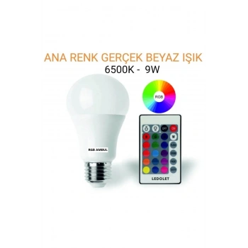 Uzaktan Kumandalı Renkli Ambul Lamba 9W Beyaz ışık