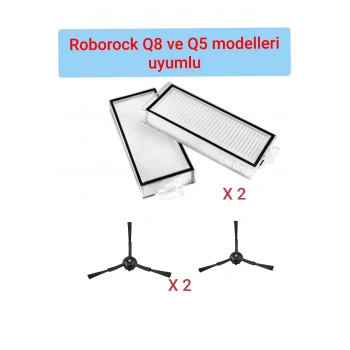 Roborock Q5 ve Q8 uyumlu yer süpürme fırçası filtre seti