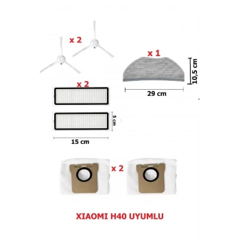 Xiaomi H40 Vacuum Uyumlu Yedek Parça Seti - filtre/toz torbası/fırça