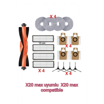 Xiaomi X20 Max uyumlu vacuum mop yedek parça seti