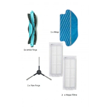 Xiaomi Xıaomı Mop Pro - Vıomı V2-V3 Uyumlu Yedek Parça Seti (Hepa Filtre, Mop, Yan Fırça, Emici Fırça)