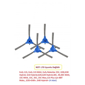 Lin Grup 11S, Robovac 25C ,G30 Hybrid, Uyumlu G10 G20 Hybrid 30C 15C 4 Adet Yan Fırça