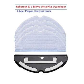 Lin Grup Roborock S7 Pro - Ultra Plus Uyumlu Mop Tutacağı Tutucu Aparat Ve 4 Adet Paspas