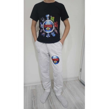Lin Grup Brawl Stars Çocuk Alt Üst Takım Tişört Eşofman Pamuklu Üst Kalite