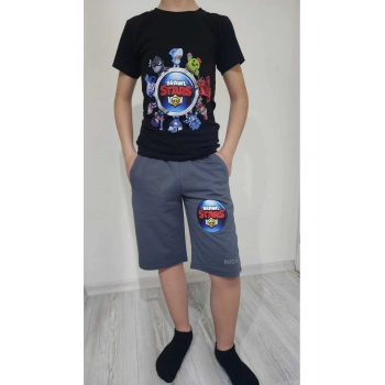 Lin Grup Brawl Stars Çocuk Alt Üst Takım Tişört Şort Pamuklu