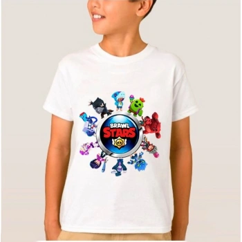 Brawl Stars Baskılı Unisex Tişört Beyaz 11 - 12 Yaş