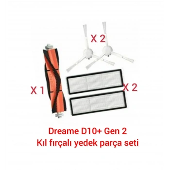 Dreame Uyumlu Uyumlue D10+ Plus Gen 2 Robot Süpürge Kıl Fırça Yedek Parça Seti