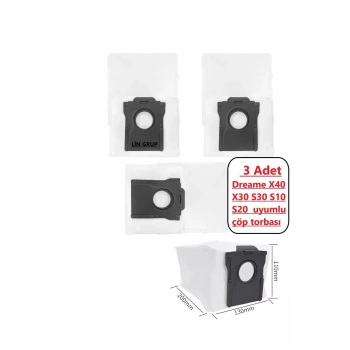 Dreame X40 X30 S30 S10 S20 x10 X20 uyumlu çöp torbası-3 ADET