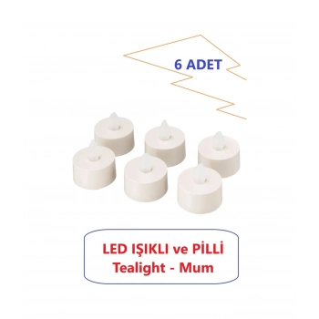 Led Mum Ledli Şamdan Mum Pilli Led Işıklı Mum Tea Light 6 Adet