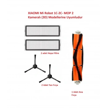 Mi Robot Xiaomi Uyumlu 1c-2c- Mop 2 Plus + 3d Modellerine Uyumlu Fırça Filtre Set