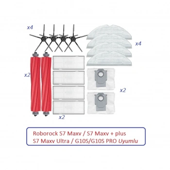 Roborock Uyumlu S7 Maxv / S7 Maxv + Plus/ S7 Maxv Ultra / G10s/g10s Pro Uyumlu Yedek Set