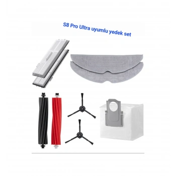 Roborock Uyumlu S8 Pro Ultra Sonic Uyumlu Yedek Fırça Filtre Torba Paspas Seti
